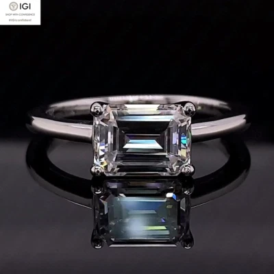 IGI 2.00Ct F VS1 Emerald Cut Lab Grown Diamond Engagement Ring in  950 Platinum - Image 1 of 4