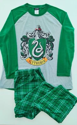 Harry Potter Slytherin Para Hombres XL Pijama Conjunto Camisa Raglán Pantalones a Cuadros Quidditch Foto 1 de 4