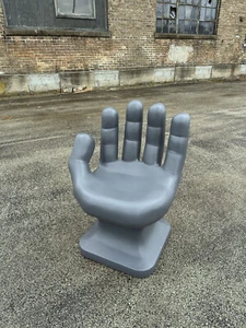 Dark Gray left HAND SHAPED CHAIR 32" tall adult size 70's Retro iCarly NEW - Picture 1 of 10