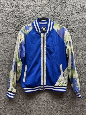 Frost Originals Floral Print Sleeves Lightweight Varsity Jacket Blue Mens Size M - Image 1 of 4