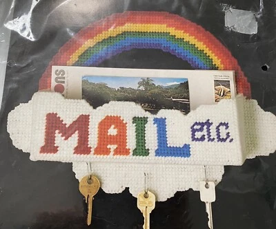 VTG Rainbow Needlepoint Kit Dimensions  Mail Key Hooks 80s Craft 1981 - Image 1 of 4