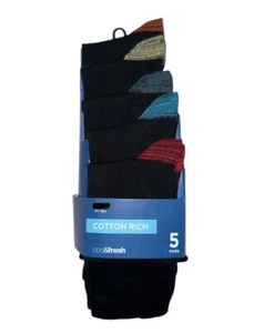 M&S MENS SOCKS 5 PACK COTTON RICH ANKLE SOCKS COOL &FRESH PATTERNED HEEL TOE 562 - Picture 1 of 12