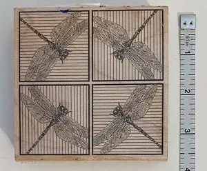 Estampilla de goma cuadrada de madera de libélula impresión obsesión F1344 ¡NUEVA! - Imagen 1 de 3