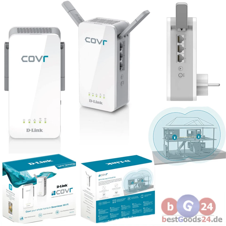 D-Link COVR-P2502 Verstärker Netzwerk Hybrid Whole Home WI-FI System W-LAN 450m² - Bild 1 von 4