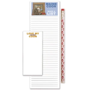 Maine Coon Gato Lista de Cosas por Hacer Bloc de Notas Magnético y Lápiz Set de Regalo - Imagen 1 de 1