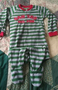 Carter’s Size 4T Footed Santa's Helper Fleece One Piece Pajama EUC Zip PJs - Picture 1 of 4