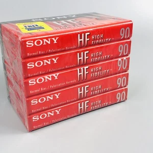Paquete de 5 casetes de audio Sony HF de alta fidelidad de 90 minutos sesgo normal - NUEVO SELLADO - Imagen 1 de 6