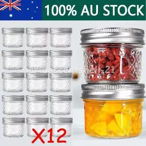 12pcs Glass Jars & Lid Small Food Candy Storage Mason Jam Bottle Container Kit - Picture 1 of 12