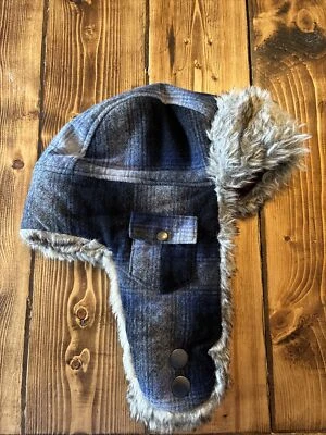 Woolrich Caza Lana Invierno Trampero Sombrero Oreja Cubierta Piel Sintética Talla Grande Cuadros Foto 1 de 4