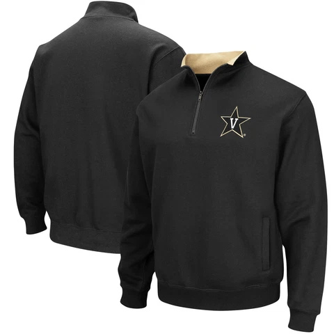 Men's Colosseum Black Vanderbilt Commodores Tortugas Logo Quarter-Zip Jacket Cover
