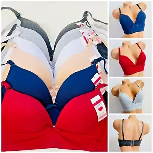 3/6 Cotton Soft Bra Lingerie Women Push-Ups Wireless Padded Underwear Bralette 7 - Picture 1 of 11