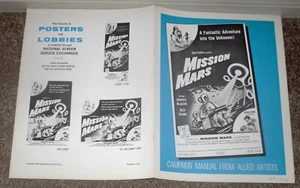 MISSION MARS original 1968 movie pressbook DARREN MCGAVIN/NICK ADAMS - Picture 1 of 3
