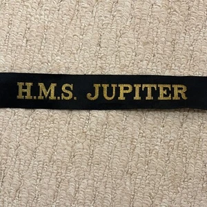 H.M.S. JUPITER - Original 60’s Cap Tally mit Messingdraht Schriftzug. - Bild 1 von 4