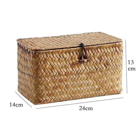 Vintage handcrafted baskets from krauk trees with folding lids for storage boxes Cover