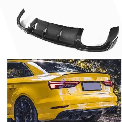 Fit For Audi S3 A3 SLINE Rear Bumper Diffuser Lip Spoiler 2017-2020 Black US - Image 1 of 4
