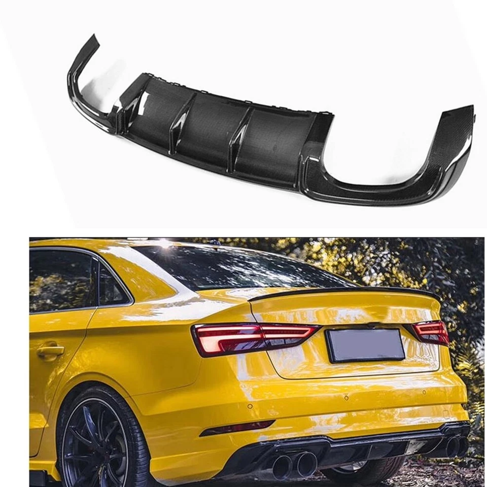 Alerón labial difusor parachoques trasero apto para Audi S3 A3 SLINE 2017-2020 negro EE. UU. Foto 1 de 4