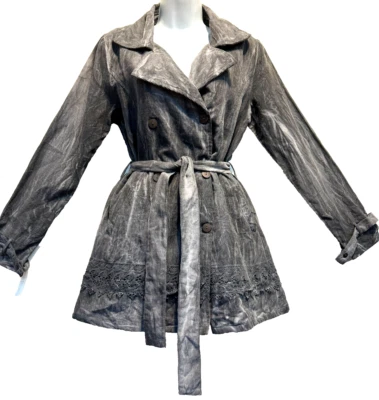 Nwt SACRED THREADS distressed gray lace corduroy JACKET COAT TOP M Free shipping - Image 1 of 4