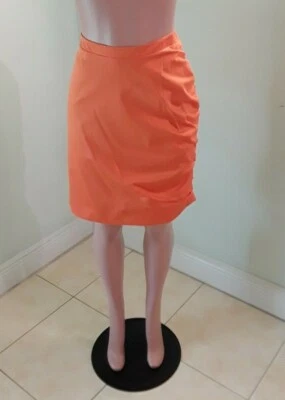 Eccoci Orange Side Ruched Pencil Skirt Size 10 Knee-Length Lined Side Zip - Image 1 of 4