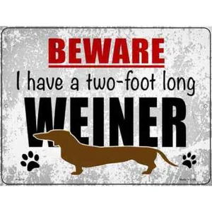 Two Foot Long Weiner Metal Parking Sign 9"x 12" Home Wall Door Garage Novelty - Picture 1 of 1