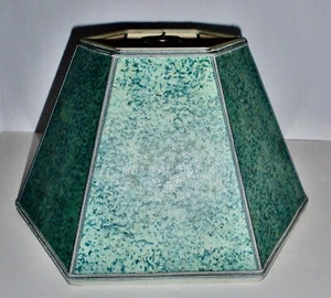 Vintage Hexagonal Green Speckled Paper Fiber Bridge/Hanging Lamp Shade - Picture 1 of 7