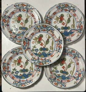 Set 5 Antique 18th-19th C. Italian Faenza Carnation Garofano Majolica Plates - Picture 1 of 23