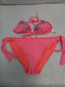 ❤️ F&F Pink Bikini With Pretty Embroidery Detail Size 16-18 Vgc - Picture 1 of 6