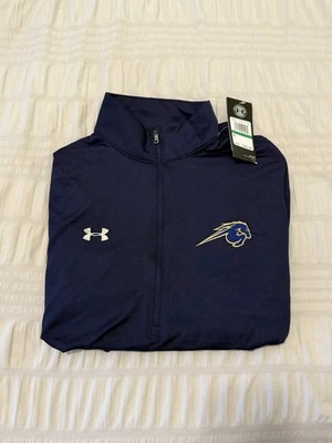 Nuevo con etiquetas Pullover Under Armour Para Mujer Locker 1/2 Cremallera L Azul Marino Calce Suelto Manga Larga Foto 1 de 3