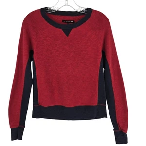 Rag & Bone JEAN Sweatshirt Womens Small Red Navy Colorblock Crewneck Raglan - Picture 1 of 10