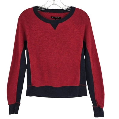 Rag & Bone JEAN Sweatshirt Womens Small Red Navy Colorblock Crewneck Raglan - Image 1 of 4