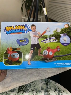 SPLASH BASEBALL WATER Sprinkler TOY HELICOPTER New In Box. Ages 3+  - Image 1 of 3