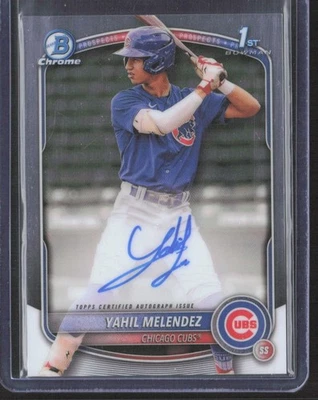 2025 Bowman Chrome YAHIL MELENDEZ 1st Auto #CPA-YM Chicago Cubs YMAC - Image 1 of 2