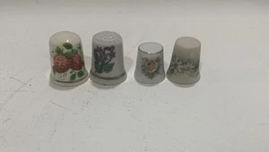Set Of 4 Thimbles New Flowers And Fruit. - Picture 1 of 4