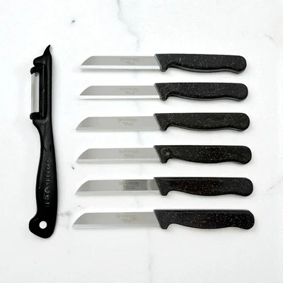 Solingen Messer Set 7 Set Küchenmesser Sägeschliff Schäler Rostfrei Schwarz - Bild 1 von 4