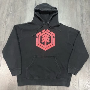 VINTAGE Element Skateboard Big Logo Hoodie Men’s Large Black Red Y2K - Picture 1 of 11