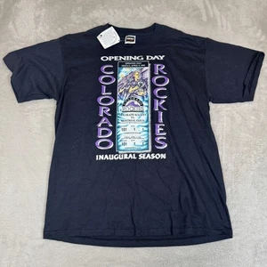 NWT VTG 90s Colorado Rockies Opening Day Inaugural Season Shirt Mens XL Black - Picture 1 of 6