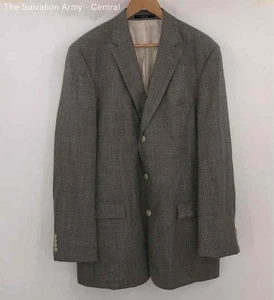 Hugo Boss Mens Gray Check Wool Blend Notch Lapel Three-Button Blazer Size 44L - Picture 1 of 9
