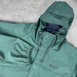 Columbia VINTAGE Men’s XL Hooded Rain Jacket Black Vented PVC With Hard Brim - Picture 1 of 17