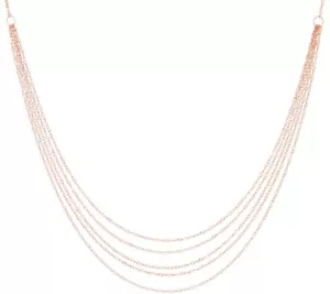 Multi Strand Waterfall Style Singapore Chain Necklace 14K Rose Gold Clad Silver - Picture 1 of 3