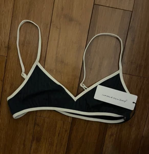 Unsubscribed Womens Bathing Suit Top V Scoop Texture Mix Night Sea Small $78 NWT - Picture 1 of 5