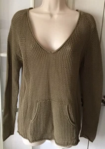 Chico’s Sheer Long Sleeve Front Pocket Sweater Size 1 - Picture 1 of 2
