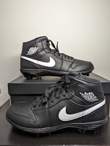 Nike Air Jordan 1 Mid TD Football Cleats Black White FJ6805-001 Men's Size 13
