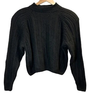 Vintage 80s EXTRA ENERGY De Rotchild Sweater Size MEDIUM Black Crop Silk Angora - Bild 1 von 10
