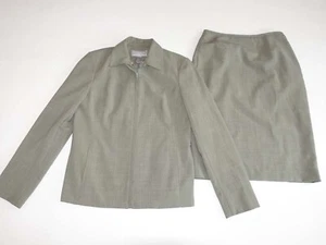 Liz Claiborne Women's Zip Front Blazer Skirt Suit Size 6 / 8 Gray Knee Length - Picture 1 of 9