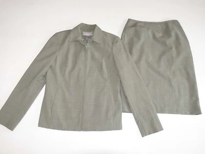 Liz Claiborne Women's Zip Front Blazer Skirt Suit Size 6 / 8 Gray Knee Length - Image 1 of 4