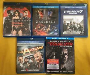 Lot Of 5 Blu Ray Action Movies Warcraft Equalizer Furious 7 Batman v Superman - Picture 1 of 2