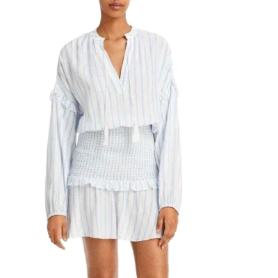 Maceys Blue White StripDress Smocked Waist Sz S Fit & Flare - Image 1 of 4