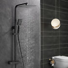 Modern Square Matte Black Exposed Thermostatic Mixer Shower Set With Shower Head