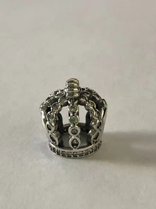 Crown CZ Charm S925 Authentic Sterling Silver European Bead - Picture 1 of 2