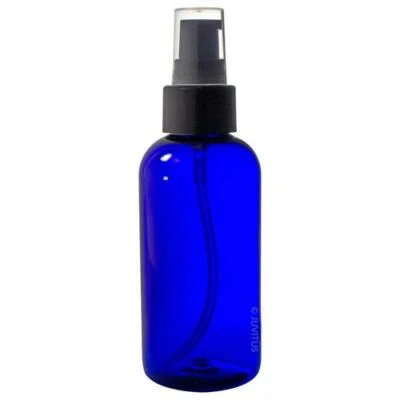 Cobalt Blue Plastic Boston Round Treatment Pump Bottle with Black Top - 4 oz - Image 1 of 4