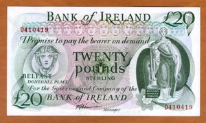 Bank of Ireland, Northern, 20 pounds, ND (1980s), P-67Ab, UNC Rare - Picture 1 of 2